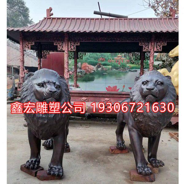 欧式大型纯铜狮子雕塑户外庭院娱乐会所铸铜摆件酒店大门装饰品