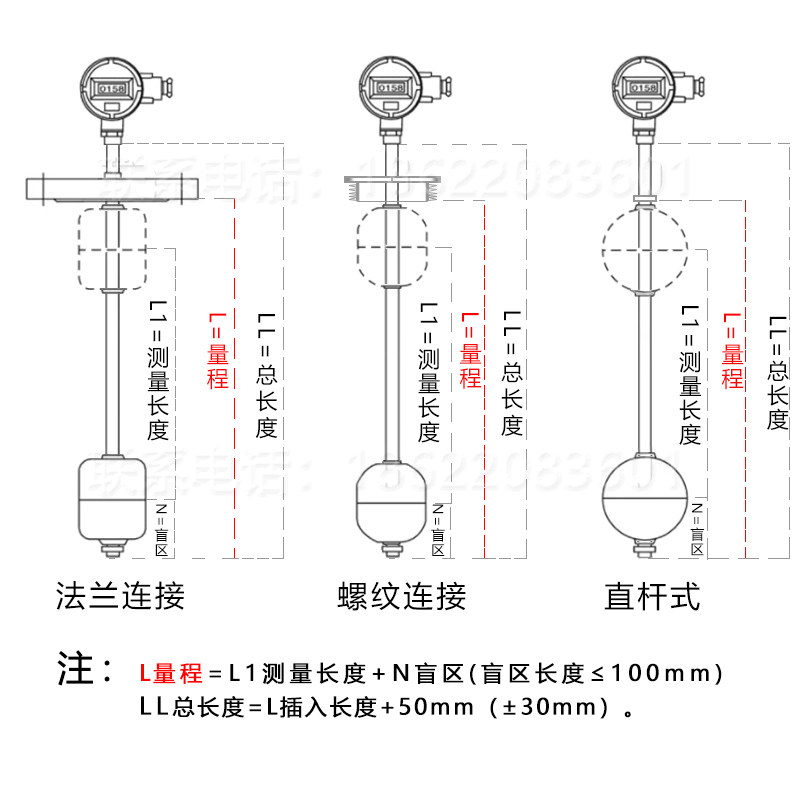 浮球液位变送器插入式磁性浮球液位计传感器4~20ma信号远传模拟量