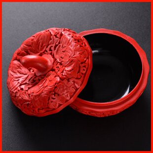 珍品阁漆器剔红雕漆首饰盒小收纳盒特色礼物送女友送闺蜜老外礼品