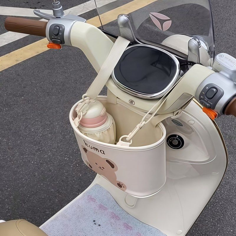 电动车前置物兜挂包收纳桶卡通可爱创意电瓶车自行车置物前置袋子