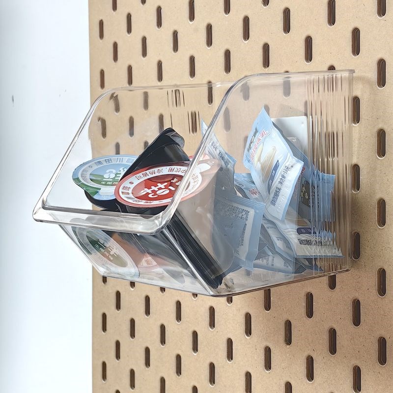 【适配宜家】洞洞板储物筐透明收纳盒咖啡茶包姜葱蒜大开口壁挂筐