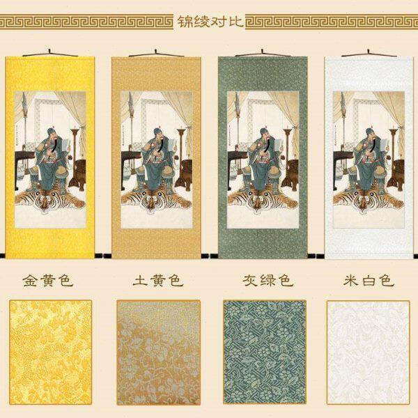 关公读春秋图 关羽关圣帝君秉烛夜读画像 三国人物卷轴挂画装饰画