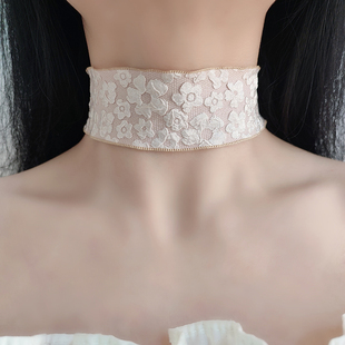 宽边颈饰荷叶边h挡脖子颈链遮颈纹脖圈遮挡疤痕脖子饰品脖链项圈