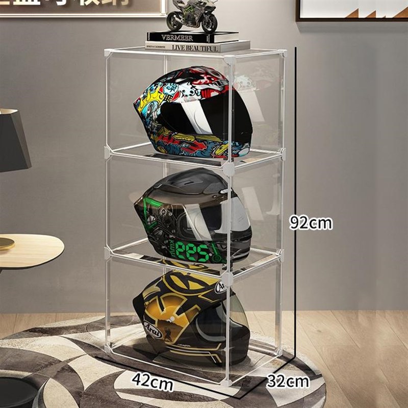 头盔收纳架子摩托车帽子柜家用放置架展示盒头盔摆放架落地收纳架