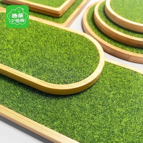 草坪场景底座车载摆件手办公仔 草皮仿真苔藓 固定展示竹制增高台