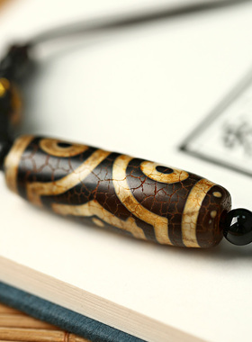 西藏一三六眼老料天珠民族风化纹颈饰玛瑙包浆男士女吊坠锁骨项链