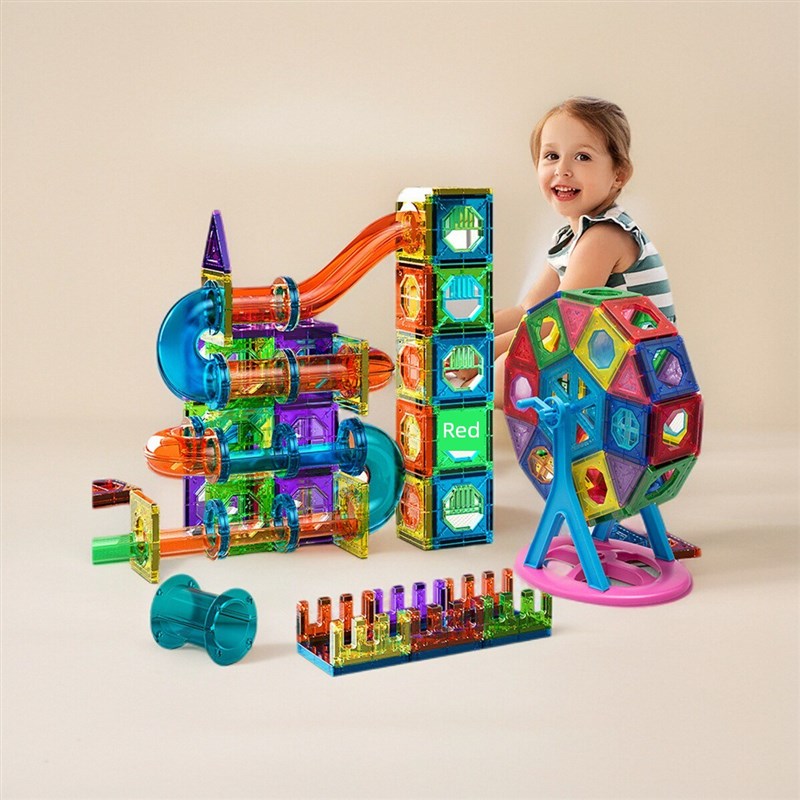 5.5cm小号磁力片彩窗套装磁吸积木管道磁性儿童益智早教玩具磁力