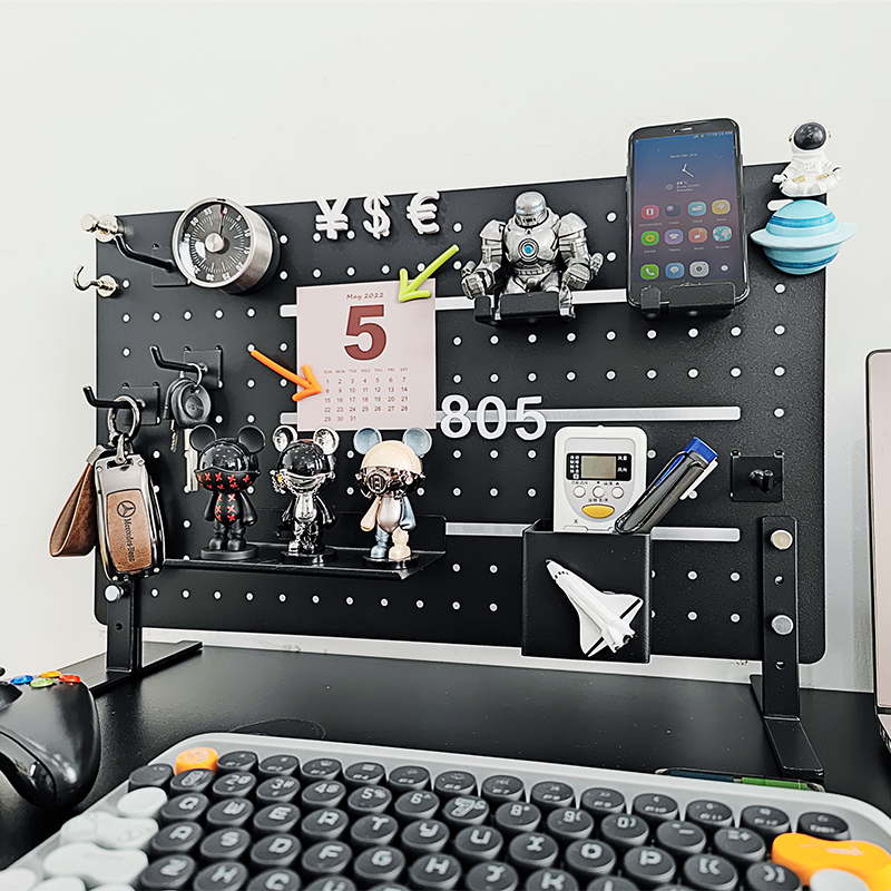 洞洞板铁磁铁免打孔收纳置物整理桌面搭配创意装饰手办盲盒架