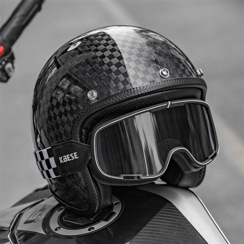 碳纤维半盔摩托车头盔四分之三盔男女复古半盔组合盔面罩夏季轻便