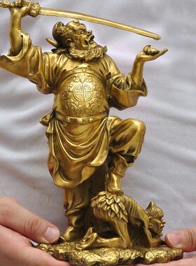 家居馗像钟品门风水玄关装饰神像铜像馗钟黄铜摆件神工艺品客厅