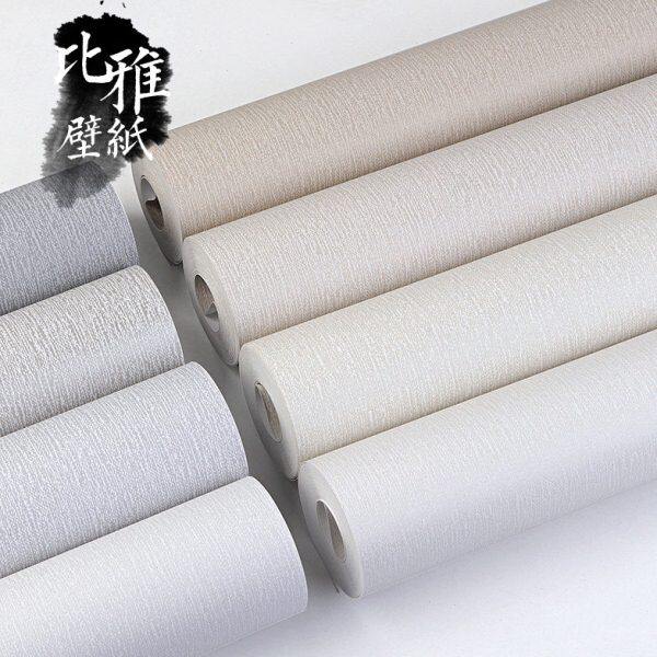墙纸非自粘亚麻布卡其色壁纸风无纺布现代简约奶油素色卧室客厅纹