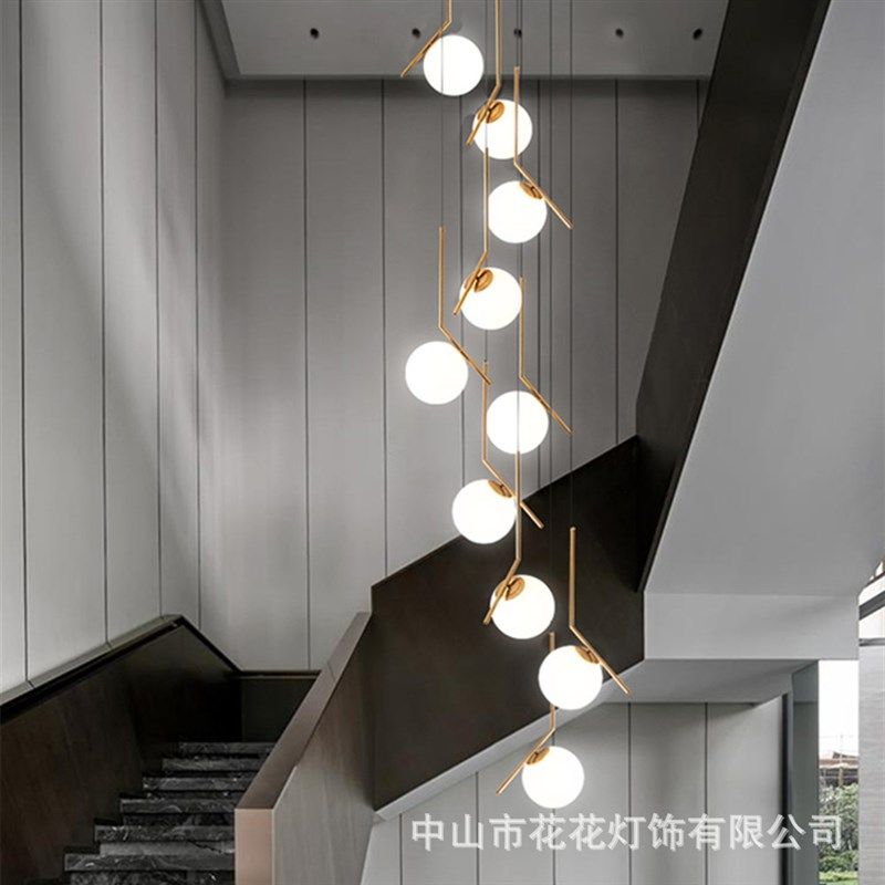 lofta复式楼梯吊灯长线北欧轻奢挑高客厅灯现代创意旋转楼梯间灯,家装灯饰光源,客厅吊灯,淘宝优惠券,粉丝福利购,淘宝优惠卷