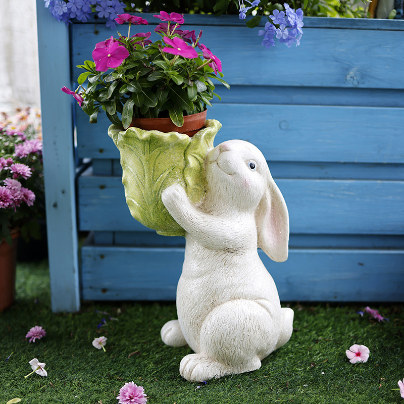 兔子花盆户外庭院装饰创意小动物阳台布置卡O通多肉花园园艺摆件