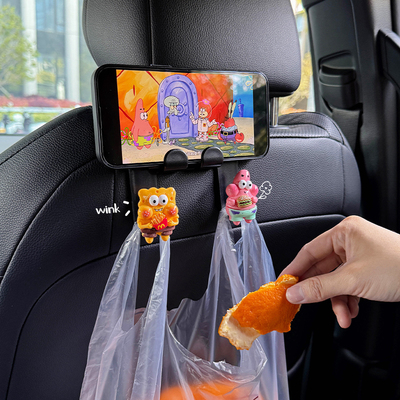 车载垃圾袋挂钩汽车后排座椅背收纳多G功能手机置物架车上靠背挂