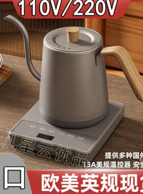 小家电电热水壶智能长细0v出口温不锈钢11手冲咖啡壶英规控嘴泡茶