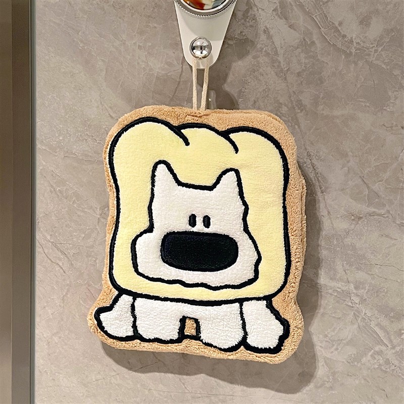 面 面包小狗擦手巾挂式化q妆室浴室家用珊瑚绒加厚超强吸水性2025