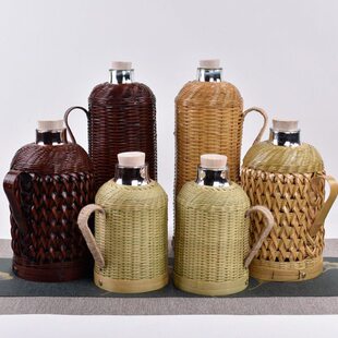 手工老式保温瓶复古玻璃暖瓶家用胆水壶热水瓶小容量竹编传统怀旧