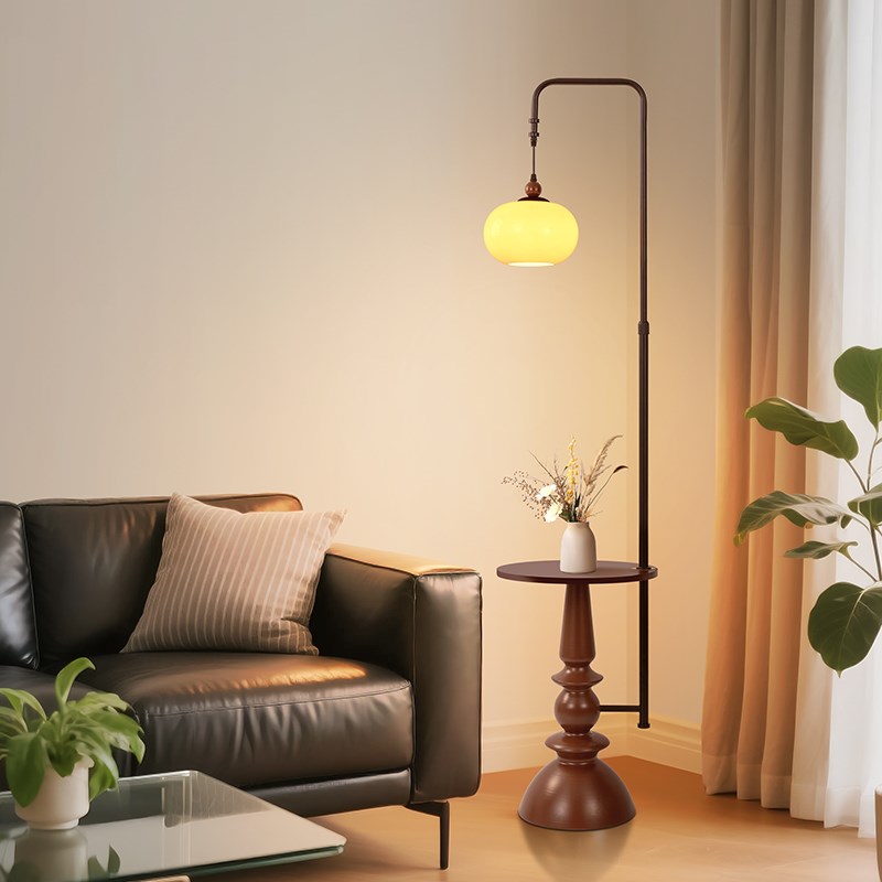 法式覆古客厅沙发旁置物茶几一体中古风氛围M感卧室床头立式落地