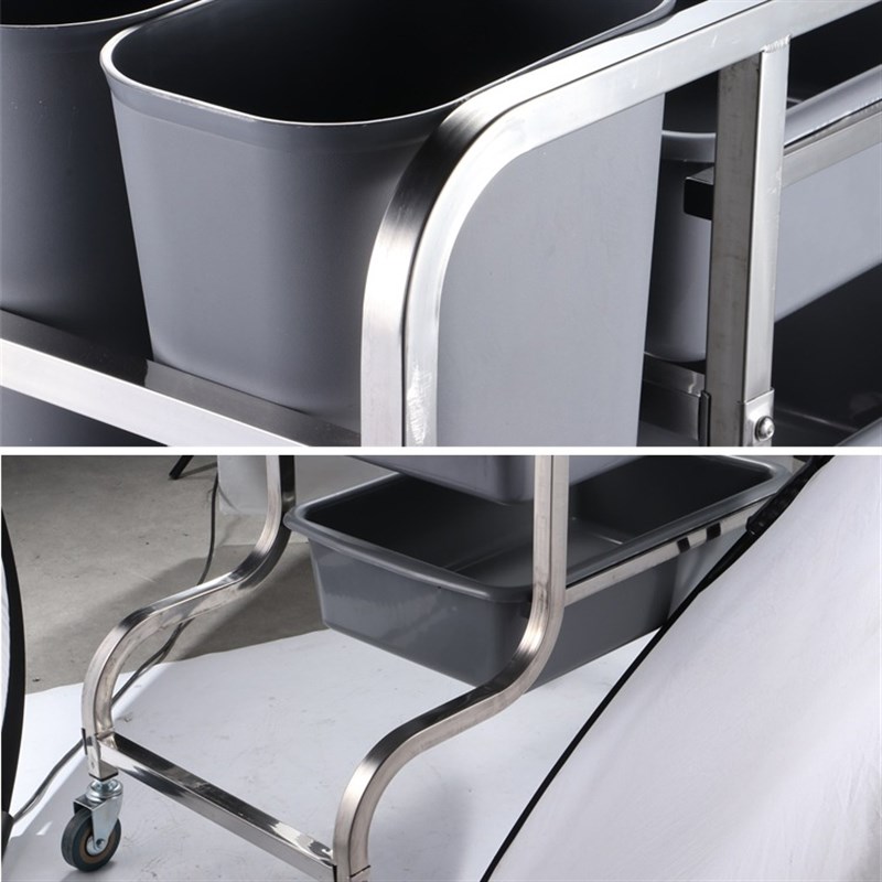 拆装不锈钢五斗收集车酒店餐盘手C推车饭店收餐车商用收台车撤餐