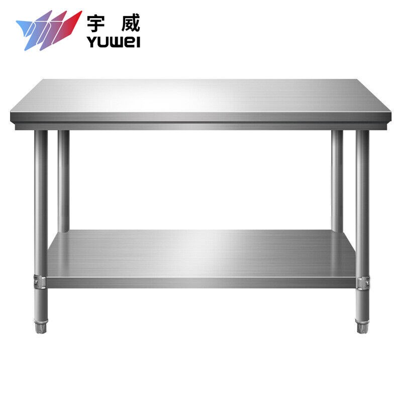 宇威201不锈钢工作台双层置物架操作台定制M商用打荷台桌子包装台