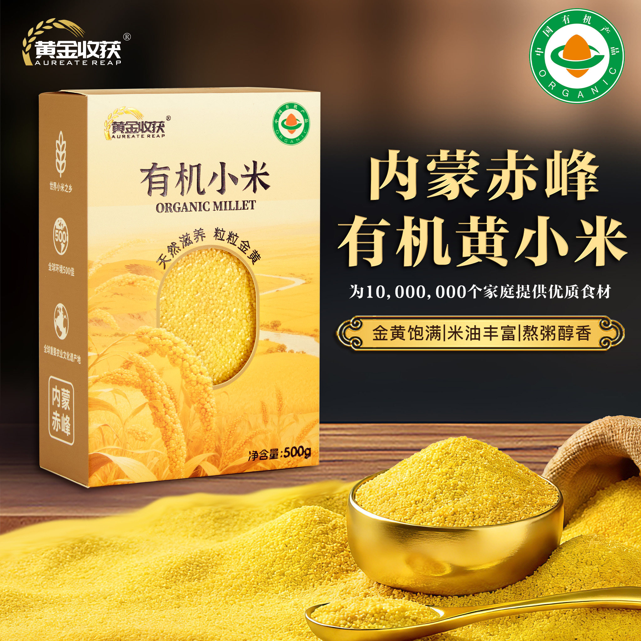 黄金收获敖汉有机小米五谷杂粮