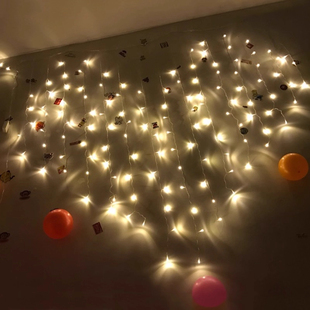 求婚室内场景布置生日房间装 饰爱心灯串周年浪漫氛围窗帘卧室彩灯