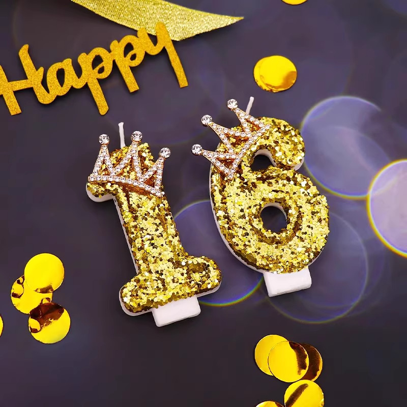 金粉皇冠数字生日蜡烛浪漫公主女孩创意ins烘焙蛋糕装饰装扮用品