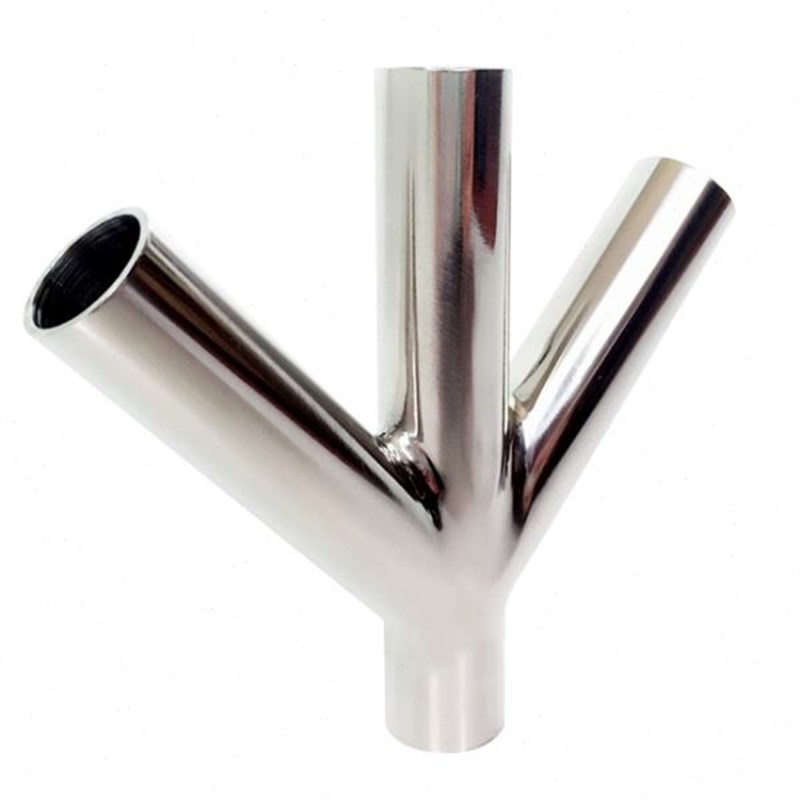 不锈钢304卫生级Y型斜四E通,叉型四通镜面异型接头