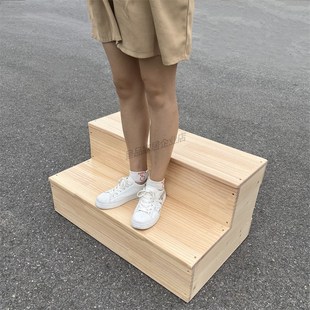 实木台阶二步阶梯凳三层家t用3步梯踏步2层增高梯登高飘窗踏板脚