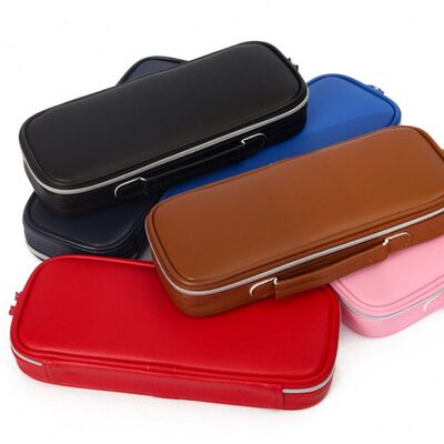 日本进口Raymay藤井PU仿皮面双层带提手学生大容量笔袋文具收纳包