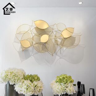 样板房间轻奢风餐厅卧室床头背景墙面装 饰客厅金属壁饰不锈钢挂件