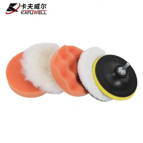 卡夫威尔羊毛盘海绵粘盘圆形抛光轮组套汽车美容修复工具YM4190
