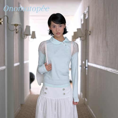 OTPe*薄荷波点娃娃领长袖POLO衫