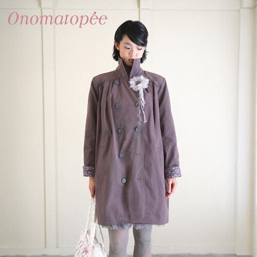 OTPe*雾紫双排扣A字中长款风衣