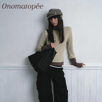 OTPé天丝混纺双领拼接长袖打底