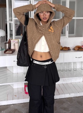 OTPé 全棉可拆卸屁帘真两件直筒工装长裤 束脚纯色 蝴蝶结口袋