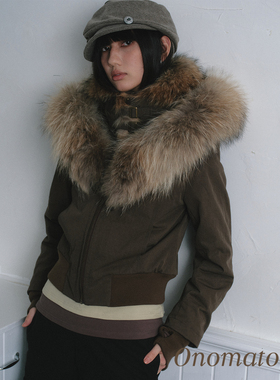 OTPé 复古连帽可拆卸大毛领加厚羊毛棉保暖两穿修身夹克外套