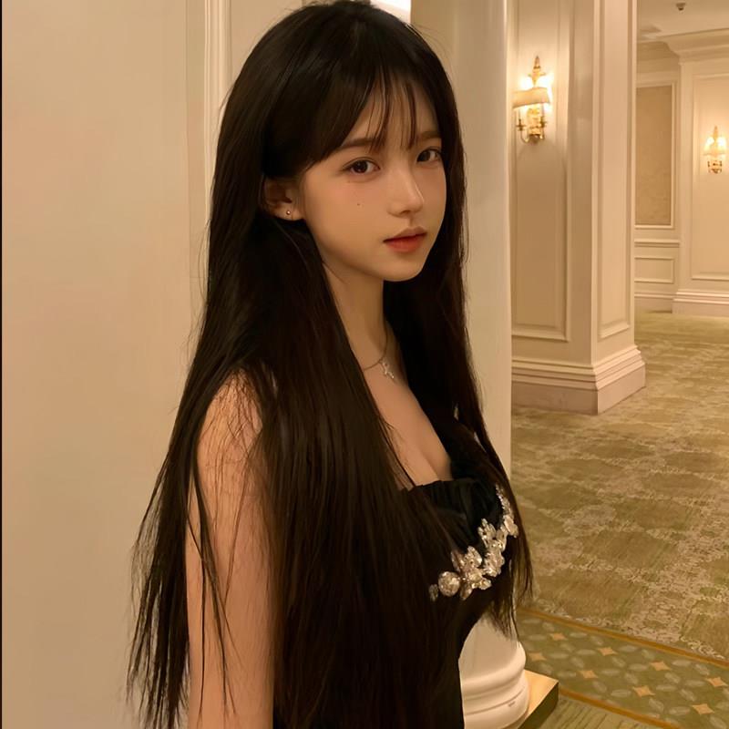假发女长发黑长直自然光头可用空气浏海lolita甜美全头逼真长直发