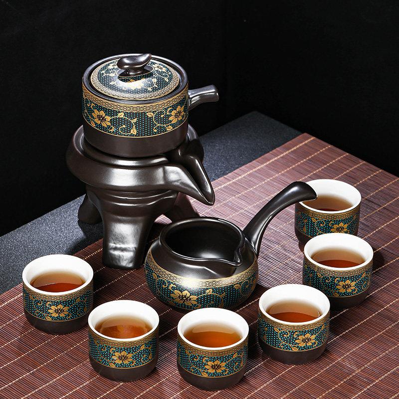 景德镇懒人茶具套装家用喝茶防烫泡茶壶陶瓷功夫茶杯石磨半自动冲