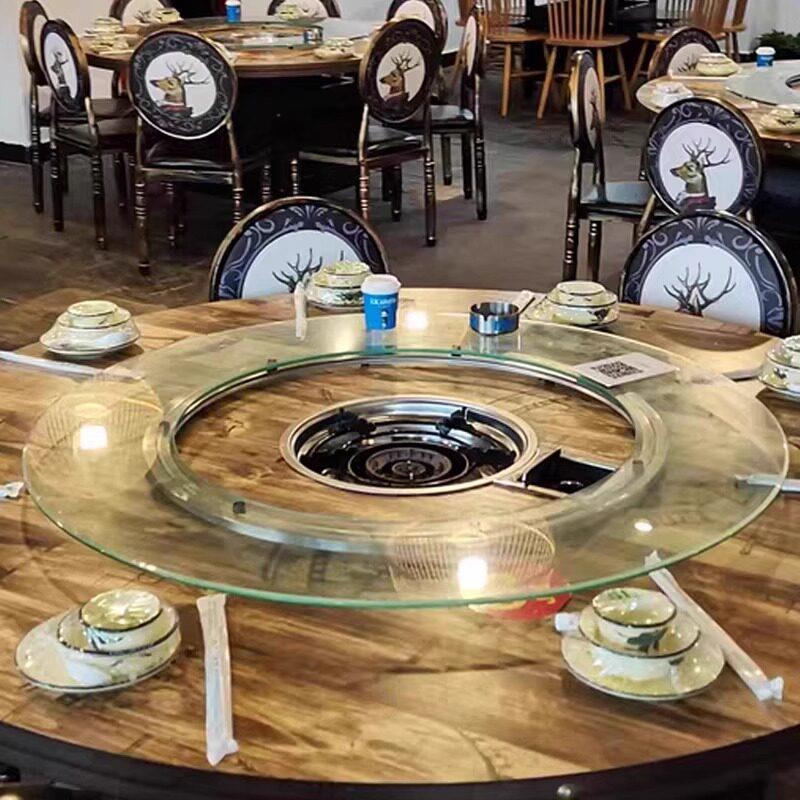 家用开孔餐桌转盘钢化玻璃转盘圆桌火锅饭店专用商用空心旋转转盘