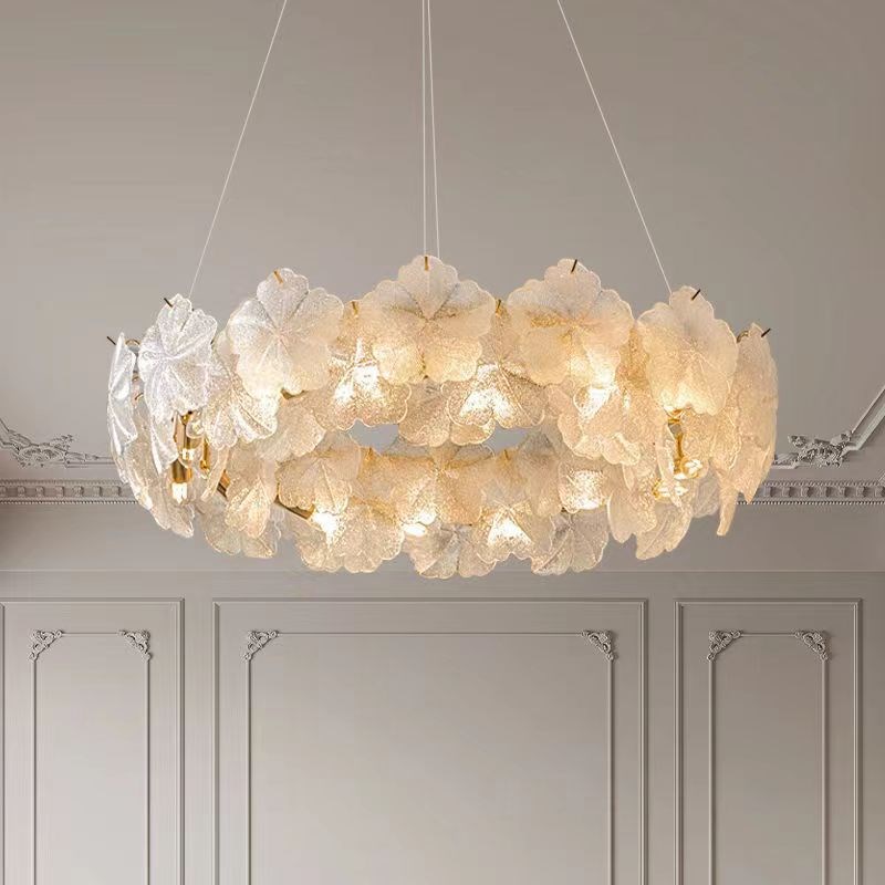 雪花创意法式奶油风轻奢吊灯w客厅主卧室灯现代简约后现代花朵灯