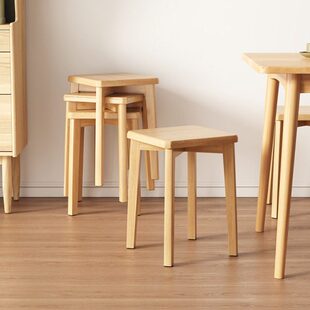 木凳子放客厅餐椅高家用实木凳子小矮凳方凳板凳可叠木头简约餐桌