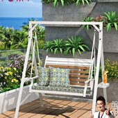 阳台户外紫叶摇椅庭院秋千花园秋千小双人铝合金院室外吊椅椅