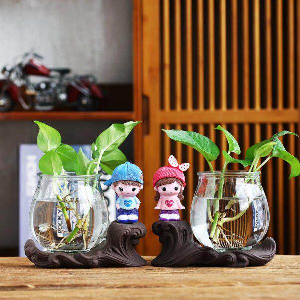 绿萝花花瓶创意树脂卡通水培花盆透明十二生肖家居摆件玻璃器客厅