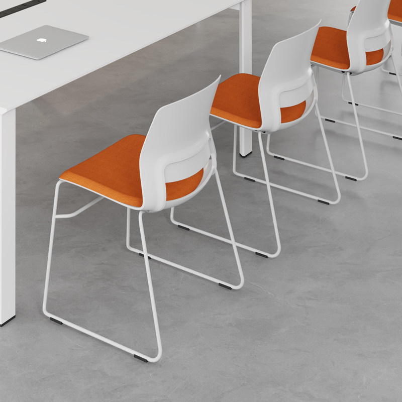 会议室培训椅可叠落弓形无扶手休闲简约座椅会议室洽.谈办公椅子