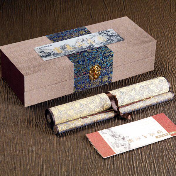 特色送老外人国画山水画居国丝绸古代春中国风画图卷轴山富礼物