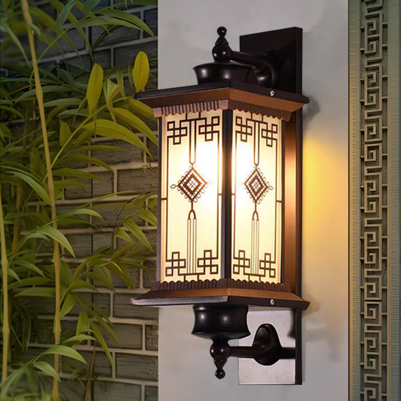 太阳能壁灯户外防水m门口别墅外墙灯家用室外阳台新中式复古庭院