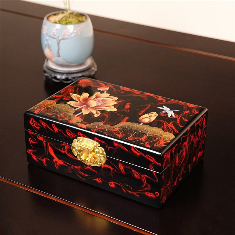 平遥漆器首饰盒收纳盒q漆画漆艺非遗手工制作送礼佳品复古中式礼