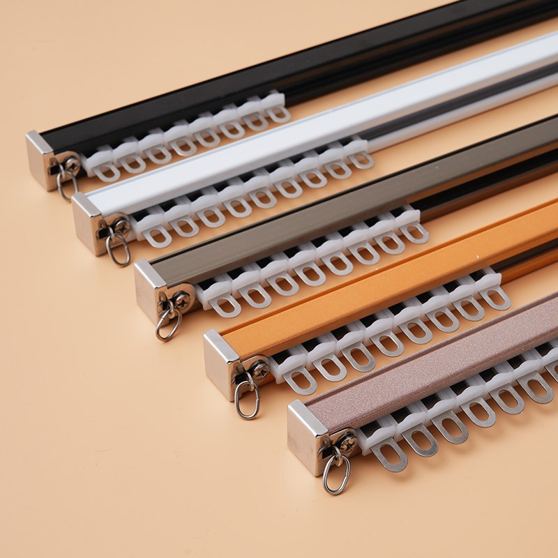 直轨加厚铝合j金窗帘轨道滑轨静音单轨道双轨侧装顶装