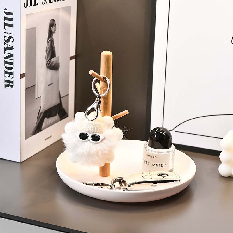 入户进门钥匙收纳玄关摆件托盘z轻奢高级感桌面置物架木质挂架装